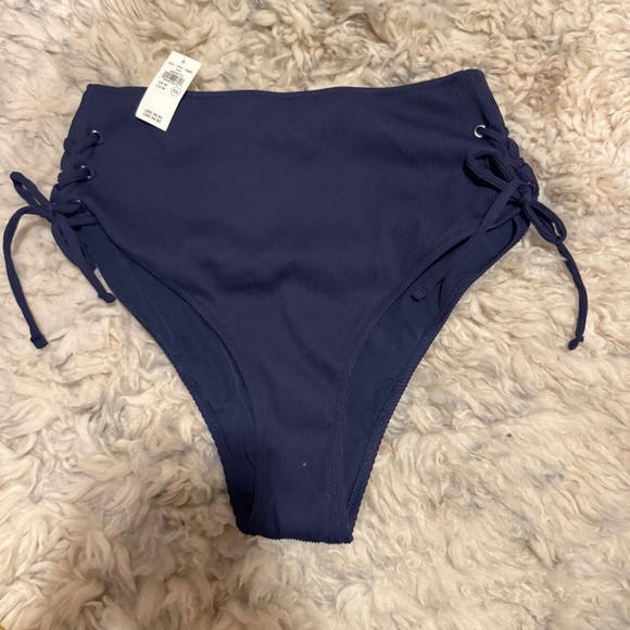 NEW Aerie The Cheeks Stretch Bikini Bottom Navy Medium - Picture 4 of 9